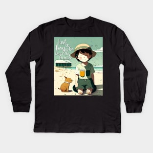 Just a boy who loves the beach Kids Long Sleeve T-Shirt